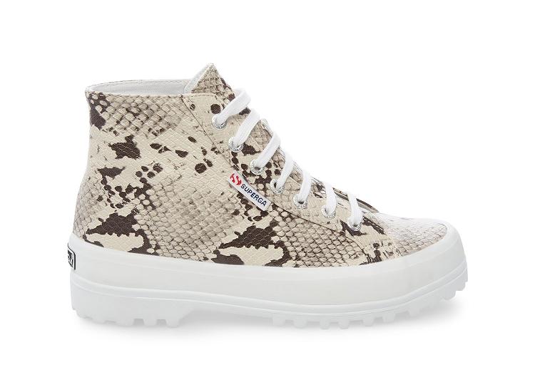 Superga 2341-Synthetic Snakew Alpina Taupe Snake - Womens Superga High top Shoes